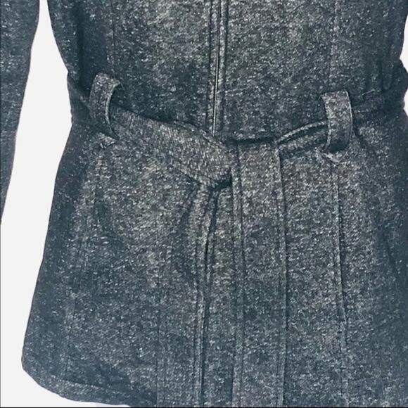 Jones New York Belted Pea Coat Jacket Size Small Charcoal Fabric Coat with Hood - Picture 8 of 16